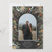 新年1フォトアーチ水彩植物フローラ シーズンカード (正面)