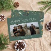 新年2フォトウォーターカラー植物セージ緑 シーズンカード