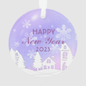 新年2023パープルホワイトハウススノーメリークリスマス オーナメント (裏面)