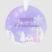 新年2023パープルホワイトハウススノーメリークリスマス オーナメント (正面)