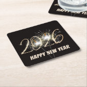 新年2026パーティースパークラーズ スクエアペーパーコースター (アングル)