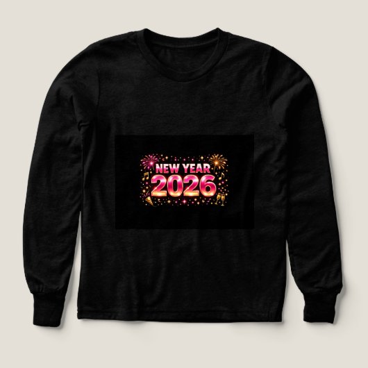新年2026年お祝いTシャツ | スタイリッシュなパーティー (デザイン正面)