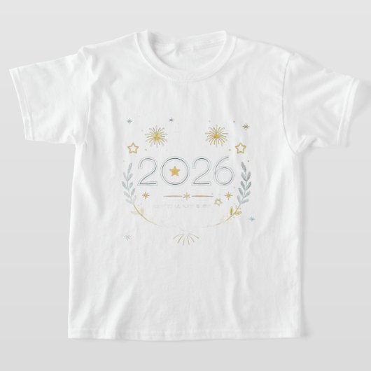 新年2026金色の花火 “New Year, New Glow” Tシャツ (レイダウン)