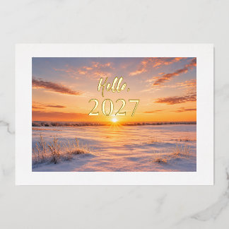 新年2027年賀状 箔シーズンカード