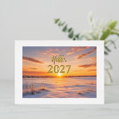 新年2027年賀状 箔シーズンカード (立ち正面)