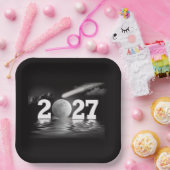 新年2027月と彗星 ペーパープレート (パーティー)