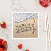 新年2027 ビーチの足跡 スタンダードカクテルナプキン (インサイチュ)