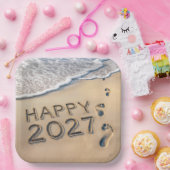 新年2027 ビーチの足跡 ペーパープレート (パーティー)