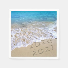 新年2027 ビーチサンド スタンダードカクテルナプキン