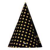 新年20XX年おめでとう、黒に金ゴールドドット パーティーハット (左)