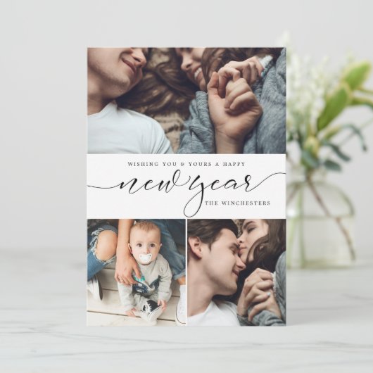 新年3の写真のコラージュの年賀状 シーズンカード (スタンド正面)