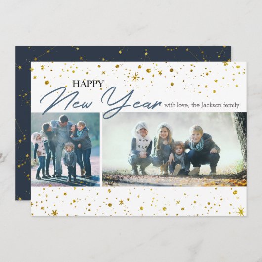 新年|の星及び星座2の写真カード シーズンカード (正面/裏面)