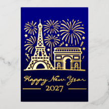 新年 エッフェル塔 パリ 花火 フランス ゴールド