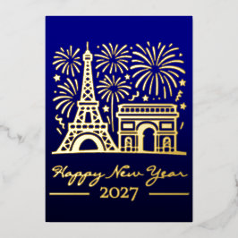 新年 エッフェル塔 パリ 花火 フランス ゴールド 箔シーズンカード