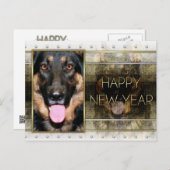 新年 – ゴールデンエレガンス – ドイツの羊飼いクノ シーズンポストカード (正面/裏面)