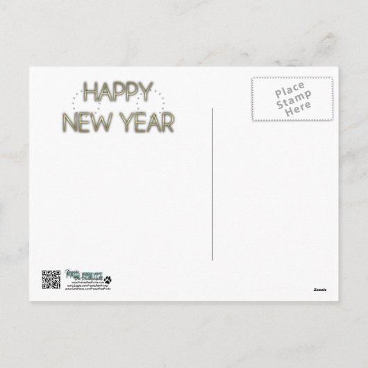 新年 – ゴールデンエレガンス – ドイツの羊飼いクノ シーズンポストカード (裏面)