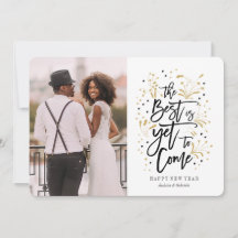 新年 | ゴールド | 花火と星 | フォトカード