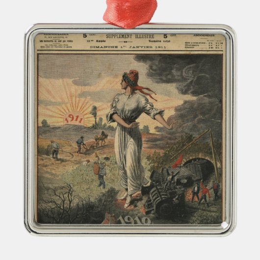 新年、フランスはよりよい日を望みます メタルオーナメント (正面)