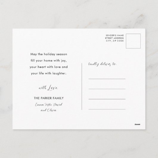 新年 |ミニマルモダンリストフォト シーズンポストカード (裏面)