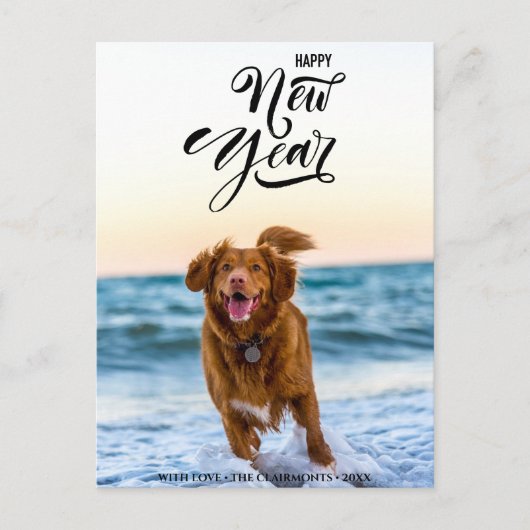 新年 |ミニマルモダンリストフォト シーズンポストカード (正面)