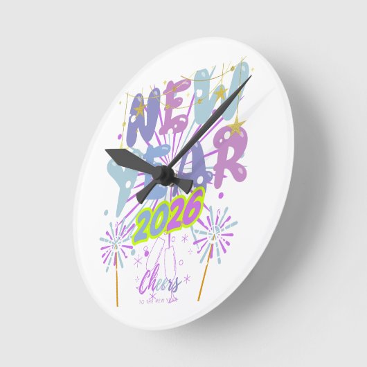 新年 ラウンド壁時計 (傾斜)