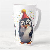 新年、愛、鳥、ペンギン カフェラテマグ (右アングル)