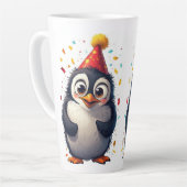 新年、愛、鳥、ペンギン カフェラテマグ (左アングル)