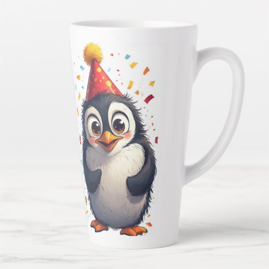 新年、愛、鳥、ペンギン カフェラテマグ (右)