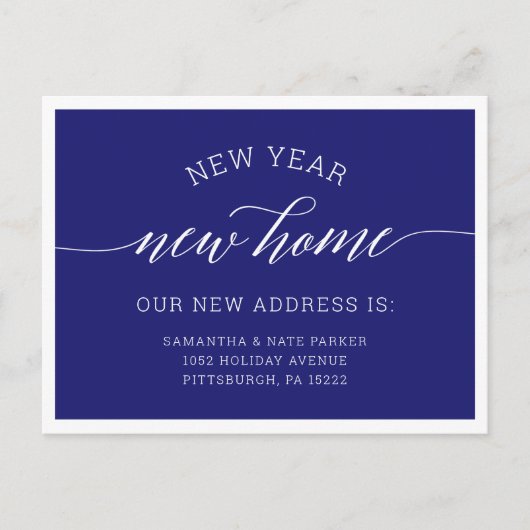 新年 |新しいホームブルーの動きのお知らせ ポストカード (正面)