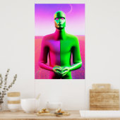 新年,新しい不安剣ゲージのシュールレアリズム ポスター (キッチン)