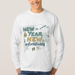 新年、新しい冒険フード付きスウェットシャツ。 Tシャツ
