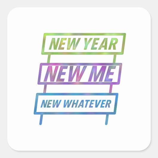 新年，新しい私，新しいどんなステッカー スクエアシール (正面)