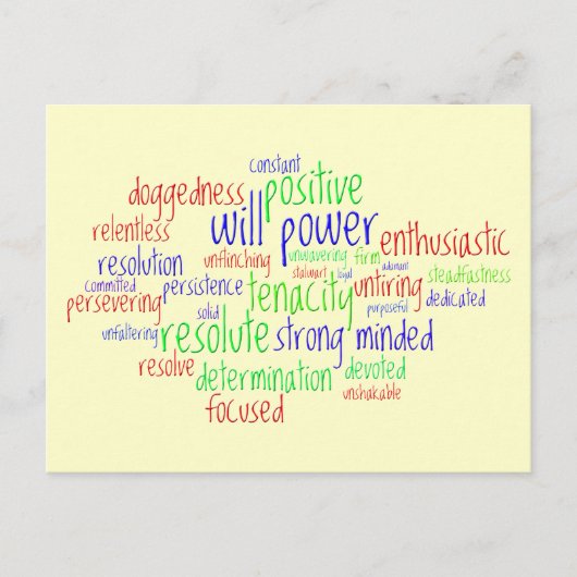 新年、積極性のやる気を起こさせるな単語 シーズンポストカード (正面)