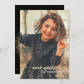  新年 |金ゴールド黒|グリッター点 |フォトカード シーズンカード (正面/裏面)