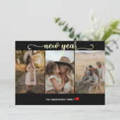 新年 |金ゴールド黒 | 3フォトカード シーズンカード (スタンド正面)