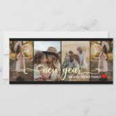 新年 |金ゴールド黒 | 4枚のフォトカード (正面)