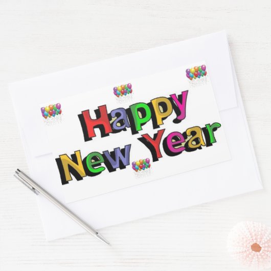 新年 長方形シール (封筒)