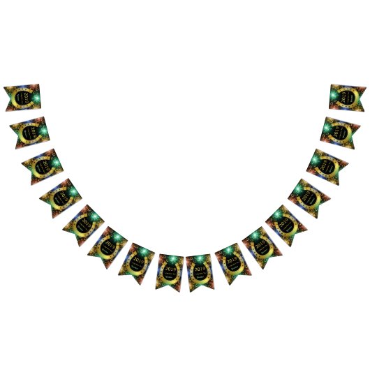 新年， 2019，蹄鉄，運，ライト，色， バンティングフラッグ (全)