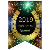 新年， 2019，蹄鉄，運，ライト，色， バンティングフラッグ (第1の旗)