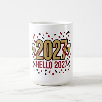 新年 2027 こんにちは コンフェティ コーヒーマグカップ