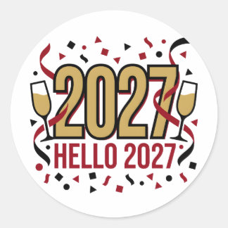 新年 2027 ハロー コンフェティ ラウンドシール
