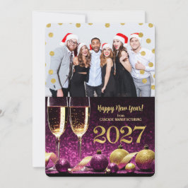 新年 2027 パープル ゴールド シャンパン ビジネス 写真 シーズンカード