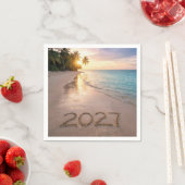 新年 2027 熱帯ビーチ スタンダードカクテルナプキン (インサイチュ)