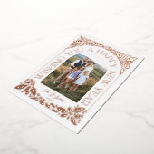 新年Arch Holly Berry 3 Photo Collage 箔シーズンカード (回転した状態)