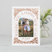 新年Arch Holly Berry 3 Photo Collage 箔シーズンカード (立ち正面)