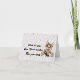 新年Tabby Cat on水玉模様 カード