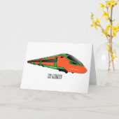 新幹線の漫画イラストレーション カード (黄色い花)