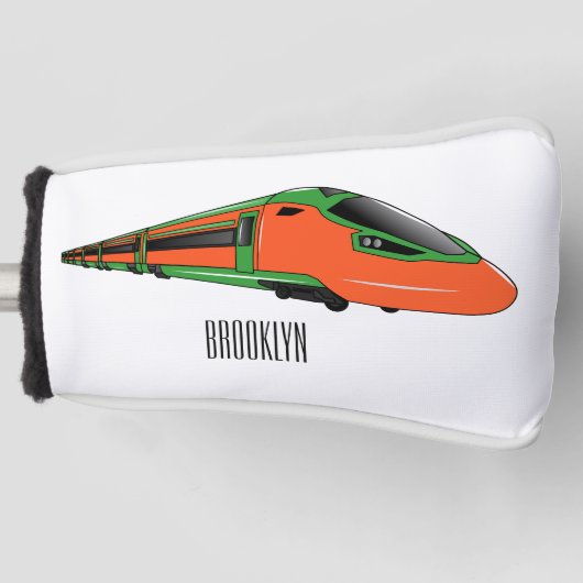 新幹線の漫画イラストレーション ゴルフヘッドカバー (正面)