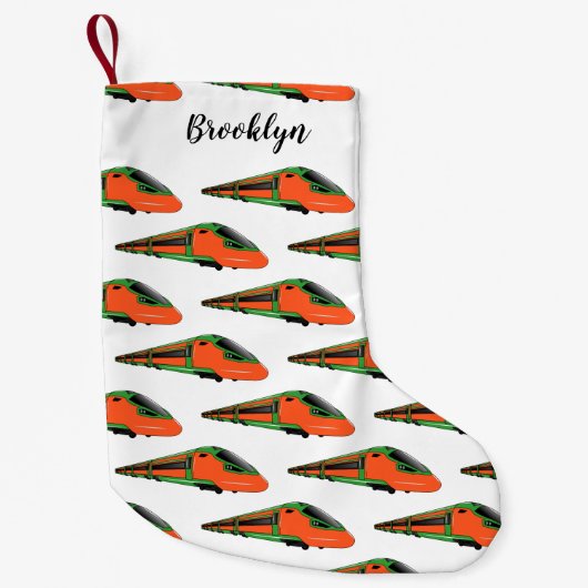 新幹線の漫画イラストレーション スモールクリスマスストッキング (正面)