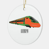 新幹線の漫画イラストレーション セラミックオーナメント (左)